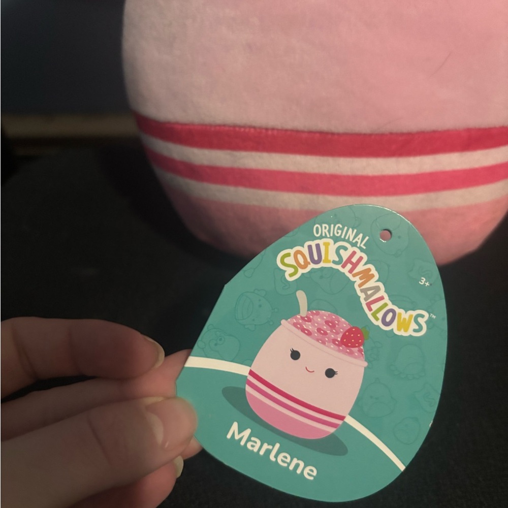 Squishmallows Pink and White Plush with Stripes